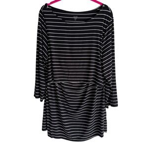 LOVE by GAP Black Striped Ladies Maternity Layer Nursing Top, XL